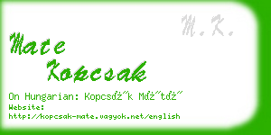 mate kopcsak business card